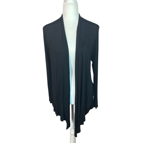 Classic Black Open Front Knit Cardigan - Picture 1 of 5
